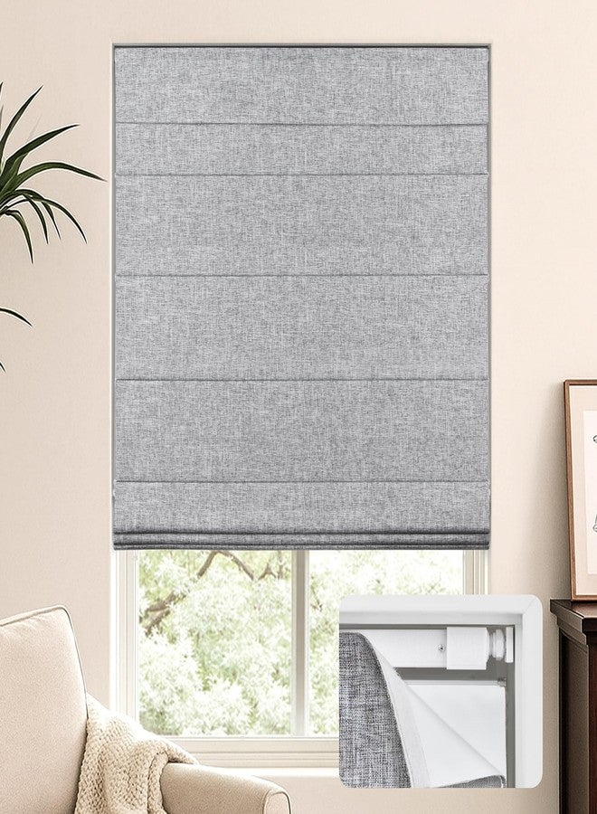 LazBlinds No Tools No Drill Cordless Roman Shades for Windows, Blackout Thermal Insulated UV Blocking Window Blinds, Lightweight Fabric Blinds for Indoor Windows, 25" W x 60" H, Blackout - Grey - Image 1